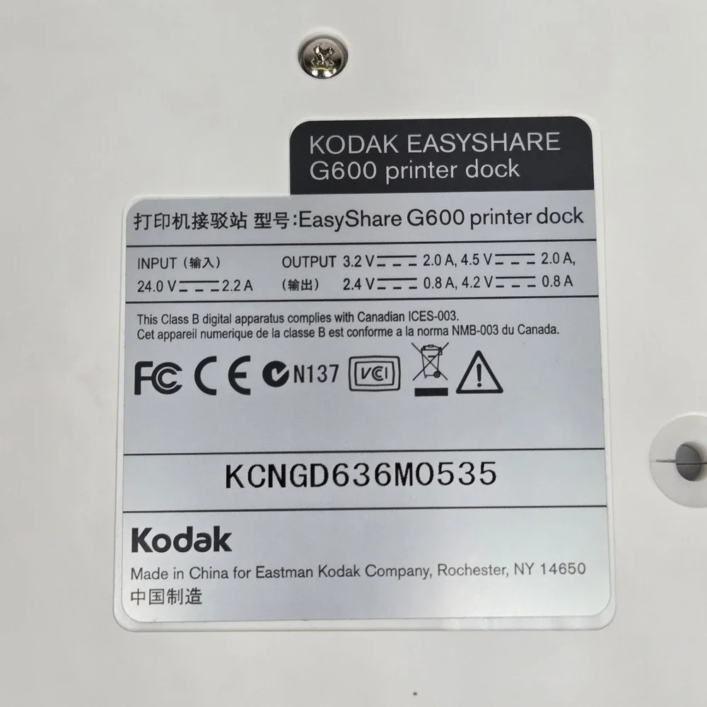 Kodak EasyShare G600 Printer Dock Photo Station W/ Software Power Adapter TESTED